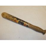 A Victorian painted wood Police Detectives truncheon with VR and crown decoration