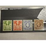 Four GB 1939-48 u/m stamps 2/6d to £1