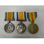 A British War medal awarded to No.23407 Sjt. R.W. Marshall DCLI; BWM awarded to No.46587 Pte. G.L.S.