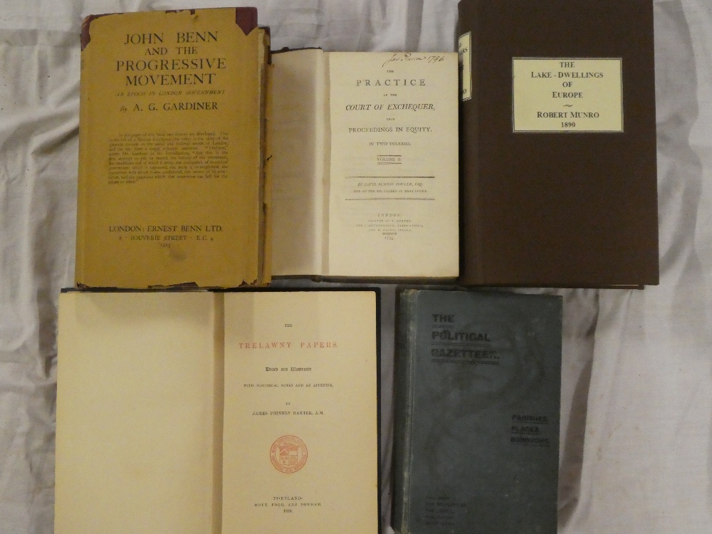 Various history volumes including Gardiner (AG) John Benn and the Progressive Movement first