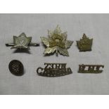 A selection of unusual original Canadian military badges including rare 8th Canadian Reconnaissance
