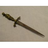 An unusual ornamental dagger with 6" blade and brass devil hilt