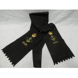 A Royal Naval Volunteer Reserve Chaplain's embroidered satin sash with attached medal ribbons