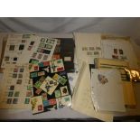 Two box files containing a selection of GB stamps on album pages, stock cards, small albums, etc,