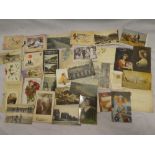 A small selection of various black and white and coloured postcards - topographical,
