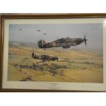 A coloured aircraft print "Moral Support" after Robert Taylor,