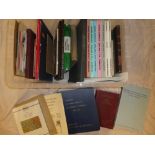 A box of philatelic books including De la Rue Falklands, Parmenter barred numerals 7 vols,