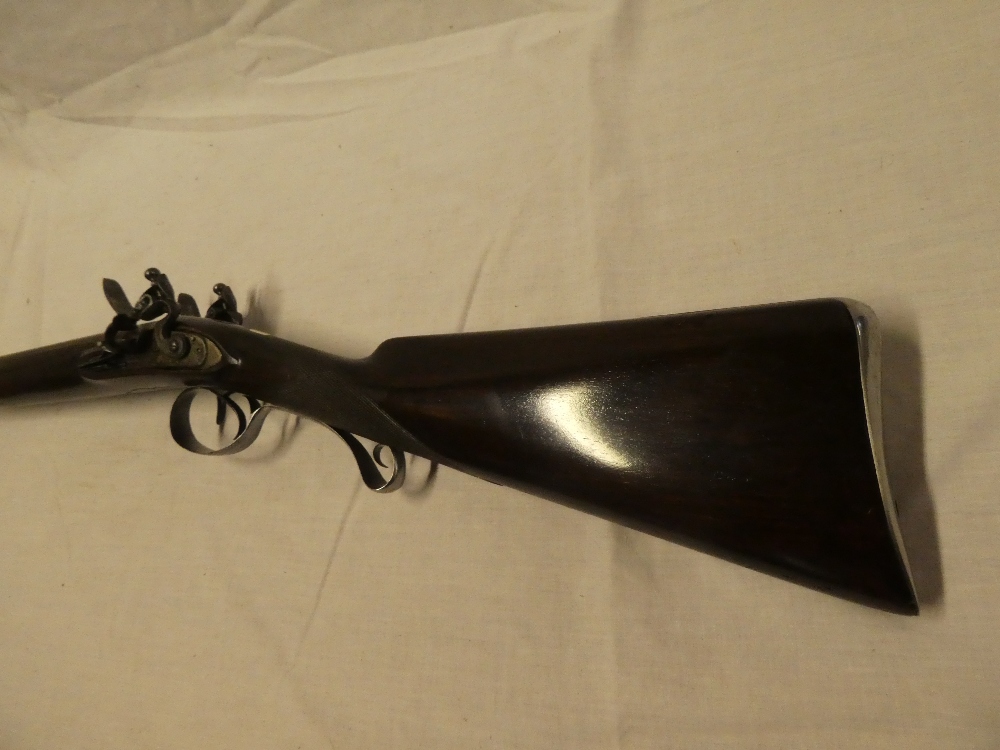 An early 19th Century 16 bore flintlock double barrel sporting gun by Joseph Gully of London with - Image 5 of 5