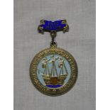 A Borough of Weymouth & Melcomb Regis silver and enamelled past Mayor medal awarded to Alderman Mrs