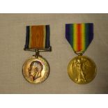 A British War medal awarded to No.35701 Pte C.F. Brown DCLI and a Victory medal awarded to No.