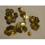 A selection of brass hunt buttons including Down Hunt "EH" and others,
