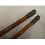 Two Victorian Officers silver mounted swagger sticks of the Duke of Cornwall's Light Infantry