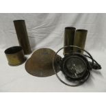 Four various First War brass shell cases,