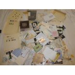 A box containing various World stamps on album leaves,
