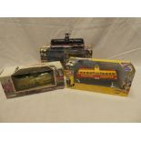 Three mint and boxed Corgi trams including Thwaites Brewery Balloon tram etc