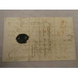 An 1839 Deal ship letter double page entire from Bombay to Halifax August 1839 with boxed red