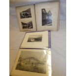 A part album of Victorian photographs - scenic views etc and a folder of Cornish engravings (2)