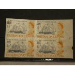 A Tristan da Cunha fine imperf corner block of four 1 1/2p overprint on 4d,