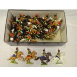 Twenty-eight Britains Napoleonic French mounted Chasseurs on horse-back