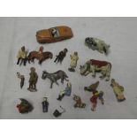 Dinky Toys - 107 Sunbeam Alpine sports car and a small selection of Britains farm animals