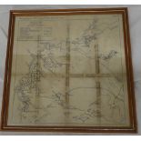 A black and white map "Part of the St Just Mining District" framed & glazed
