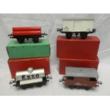 Hornby O gauge - four mint and boxed goods wagons including refrigerator van,
