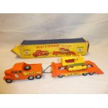A Matchbox King-size A8 Laing transporter lorry and trailer with Caterpillar,