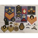 A collection of Royal Marine Band and Royal Yacht insignia including Royal Marine Band Portsmouth