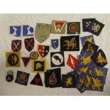 A selection of approx 40 cloth Divisional signs including 43rd Wessex Division,