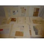A box containing a large quantity of postal covers and cards written up on leaves covering