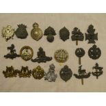 Twenty original military cap badges including Queens Westminsters, Boys Brigade Queens badge,