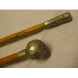 Two ordinary ranks nickel mounted swagger sticks of the Duke of Cornwall's Light Infantry