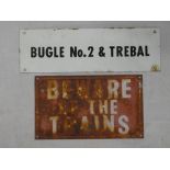 An enamelled rectangular Cornish sign "Bugle No.