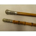 Two military swagger sticks with nickel tops including Liverpool Scottish Regt and Victorian Royal