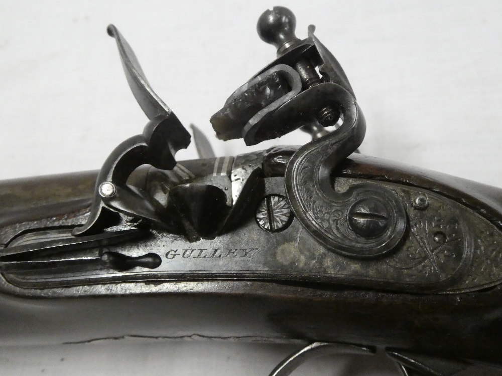 An early 19th Century 16 bore flintlock double barrel sporting gun by Joseph Gully of London with - Image 4 of 5