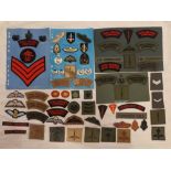 A collection of Royal Marine Commando badges and insignia including Royal Marines Commando titles,