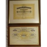 Two various Hungarian share certificates, both dated Budapest 1923,