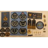 A selection of RAF badges and insignia including World War II Officers' badges,