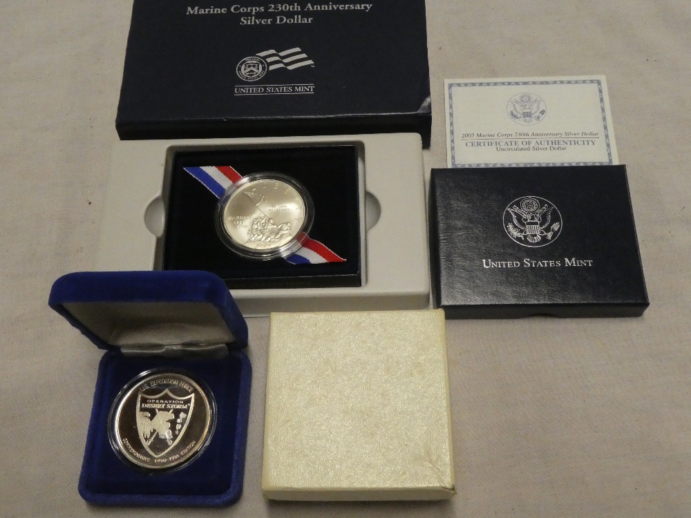A United States Marine Corps 2005 230th Anniversary silver medallion,
