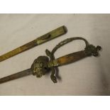 A 19th Century French court sword with double edged steel blade,