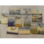 Twelve First War "Oilette" postcards of First War aircraft by Tucks,