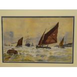 Brook - watercolour Shipping off the Coast, signed and dated 1903,