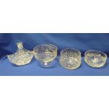 A good quality cut glass circular bowl and three other various cut glass bowls (4)