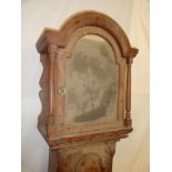 A 19th Century stained pine longcase clock case to fit 12" arched dial (af)