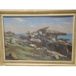 Nancy Bailey - oil on board "Pulpit Rock, St Marys, Isles of Scilly" signed and inscribed,