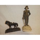 An old cast iron horse door stop and a damaged cast iron Duke of Wellington door stop (2)