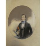 Artist Unknown - pastel Bust portrait of a gentleman 12 ½" x 10" oval,