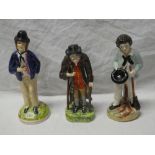 Three various 19th Century Staffordshire pottery character figures including double sided