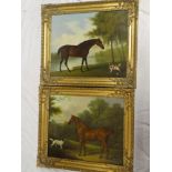 A**Y**R** - oils on canvases 20th Century Georgian-style horse portraits within landscapes, signed,