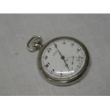 A gentleman's silver plated pocket watch by Lanco with presentation text "Carmarthen MIC 1957 for